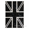 Tapis central en cuir noir et blanc